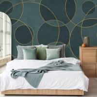 Opulent Circular Patterns Teal Wallpaper Mural 2