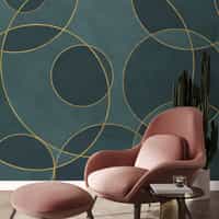Opulent Circular Patterns Teal Wallpaper Mural 4