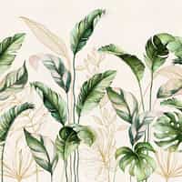 Botanical Watercolor Leaves Elegant Wallpaper Mural 8