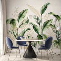 Botanical Watercolor Leaves Elegant Wallpaper Mural 1