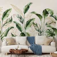 Botanical Watercolor Leaves Elegant Wallpaper Mural 2