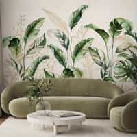 Botanical Watercolor Leaves Elegant Wallpaper Mural 3