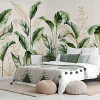 Botanical Watercolor Leaves Elegant Wallpaper Mural 4