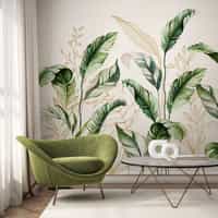 Botanical Watercolor Leaves Elegant Wallpaper Mural 6