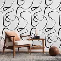 Abstract Black and White Line Art Wallpaper Mural 2