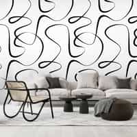 Abstract Black and White Line Art Wallpaper Mural 4