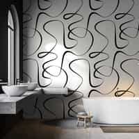 Abstract Black and White Line Art Wallpaper Mural 1