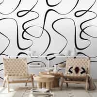 Abstract Black and White Line Art Wallpaper Mural 5