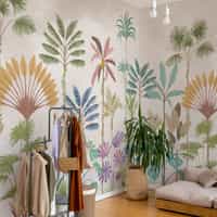 Tropical Palm Botanical Pastel Wallpaper Mural 2