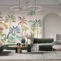 Tropical Palm Botanical Pastel Wallpaper Mural 4
