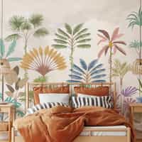 Tropical Palm Botanical Pastel Wallpaper Mural 1