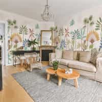 Tropical Palm Botanical Pastel Wallpaper Mural 6