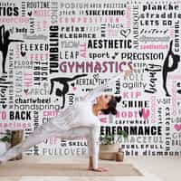 Inspirational Gymnastics Silhouette Text Wallpaper Mural 1