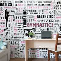 Inspirational Gymnastics Silhouette Text Wallpaper Mural 3