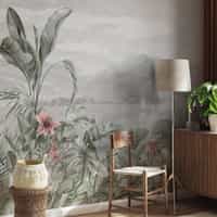Serene Botanical Mountain Landscape Wallpaper Mural 3