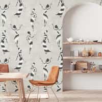 African Dance Silhouette Botanical Wallpaper Mural 3