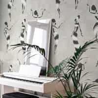 African Dance Silhouette Botanical Wallpaper Mural 4