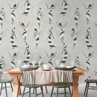 African Dance Silhouette Botanical Wallpaper Mural 6
