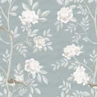 Serene Chinoiserie Garden Birds Wallpaper Mural 6