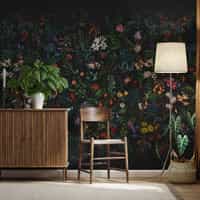 Enchanting Nocturnal Floral Garden Wallpaper Mural 1