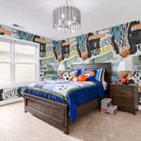 Youthful Sports Basketball Football Pattern Wallpaper Mural 3