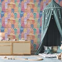Whimsical Townhouse World for Kids Wallpaper Mural 2