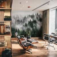 Serene Misty Forest Landscape Wallpaper Mural 3