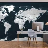 Stylish Geographical World Atlas Map Wallpaper Mural 2