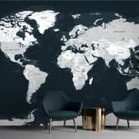 Stylish Geographical World Atlas Map Wallpaper Mural 1