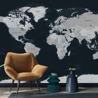 Stylish Geographical World Atlas Map Wallpaper Mural 3