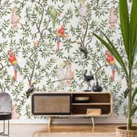 Colorful Parrots Paradise Botanical Wallpaper Mural 4