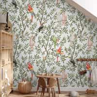 Colorful Parrots Paradise Botanical Wallpaper Mural 7