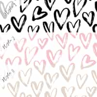 Artistic Hand Drawn Hearts Pattern Wallpaper Mural 5