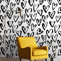 Artistic Hand Drawn Hearts Pattern Wallpaper Mural 3