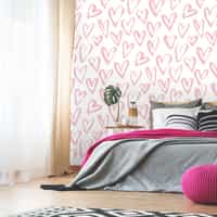 Artistic Hand Drawn Hearts Pattern Wallpaper Mural 3