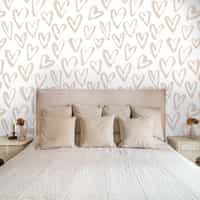 Artistic Hand Drawn Hearts Pattern Wallpaper Mural 1