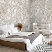 Modern Boho Leaves Pattern Wallpaper Mural 2
