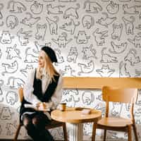 Charming Yoga Kittens Pattern  Wallpaper Mural 5