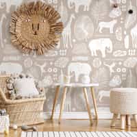 African Safari Animals Pattern Wallpaper Mural 1