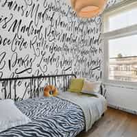 Calligraphy Cities Black and White Wallpaper Mural 4