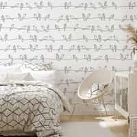 Minimalist Line Art Birds Pattern Wallpaper Mural 1