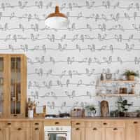 Minimalist Line Art Birds Pattern Wallpaper Mural 2