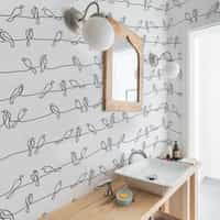 Minimalist Line Art Birds Pattern Wallpaper Mural 4