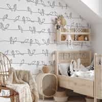 Minimalist Line Art Birds Pattern Wallpaper Mural 5