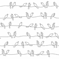 Minimalist Line Art Birds Pattern Wallpaper Mural 7