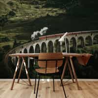 Classic Train in Forest Wallpaper Mural 2