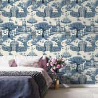 Monochrome Traditional Asian Garden Wallpaper Mural 3