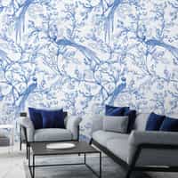 Chinoiserie Bird and Blossom Pattern Wallpaper Mural 1