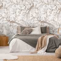 Chinoiserie Bird and Blossom Pattern Wallpaper Mural 2