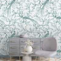Chinoiserie Bird and Blossom Pattern Wallpaper Mural 1